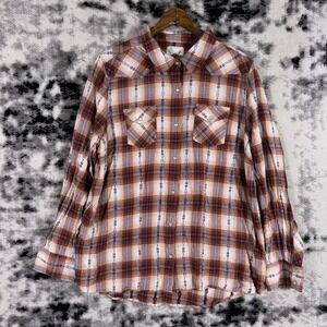 Cottonm & Rye Pearl Snap Shirt Womens Size Large Flannel Pockets Cowgirl Boho